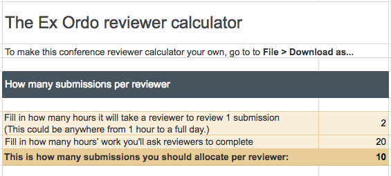 screenshot of Ex Ordo reviewer calculator