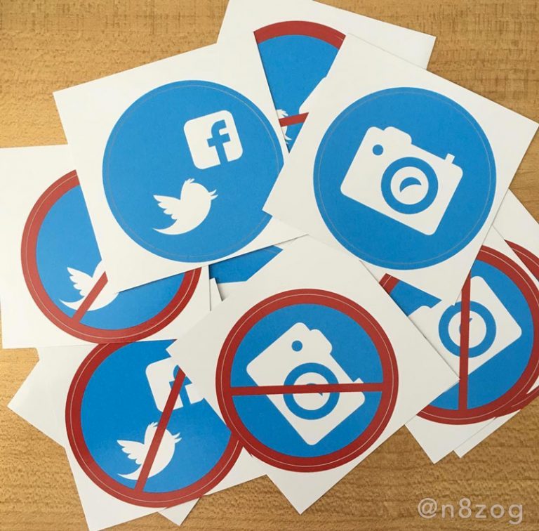 Social media stickers showing the correct etiquette for a poster session