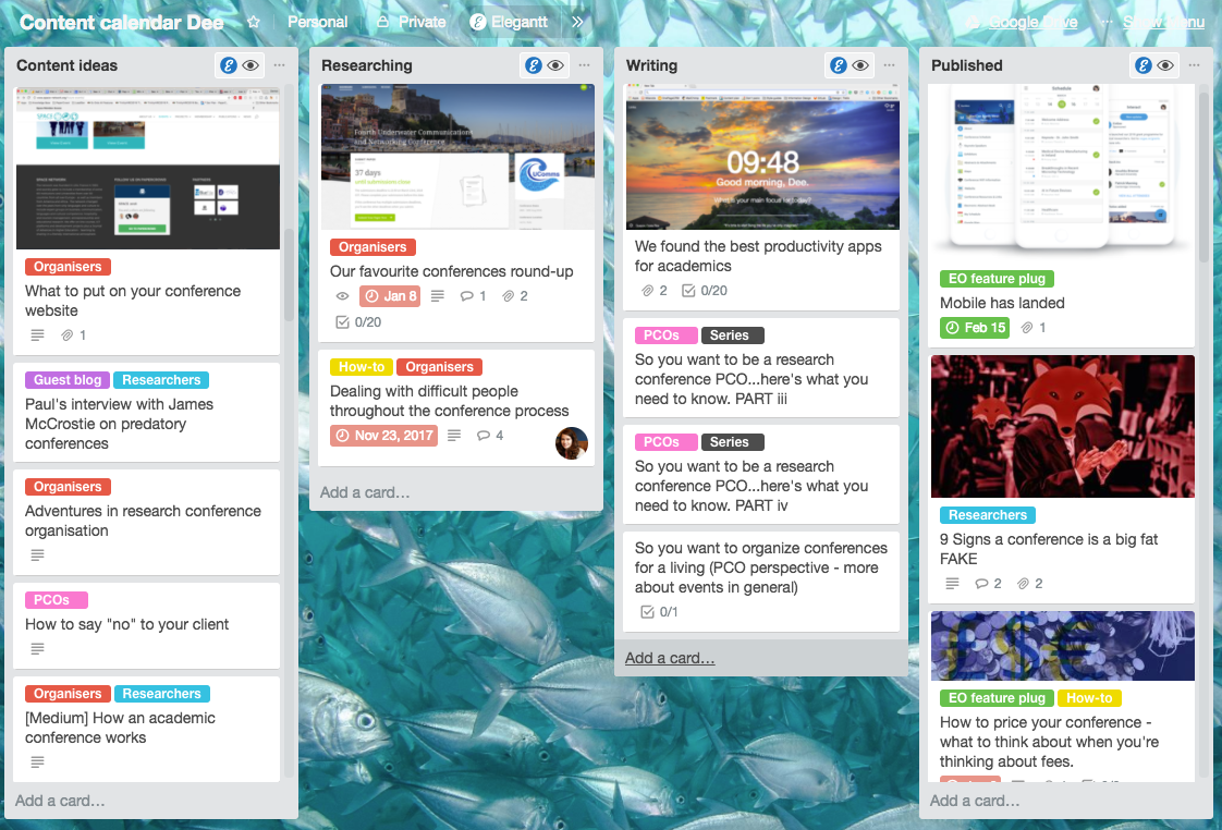 Apps for academics Trello screengrab