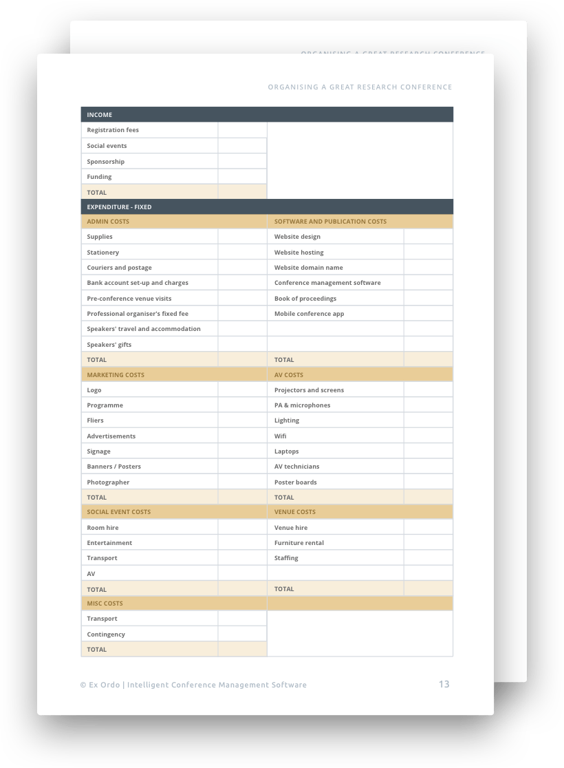 Conference budget template